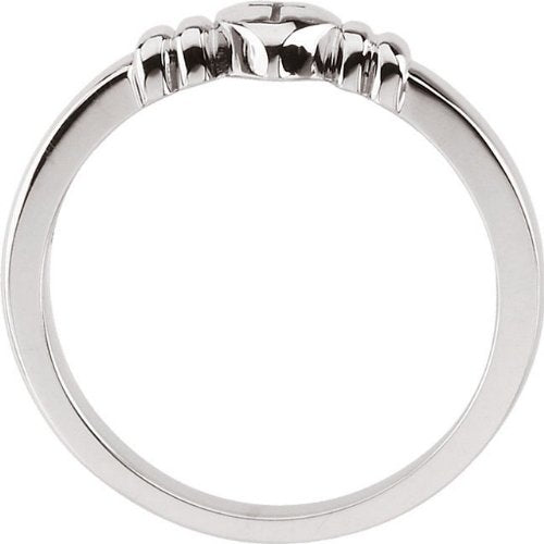 Sterling Silver Cross Heart Signet Ring, Size 8