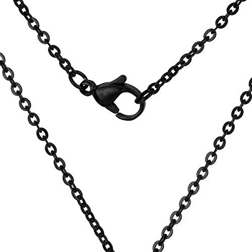 Men's Black Ion Plated with Black CZ Cross Pendant Necklace , Stainless Steel, 24"