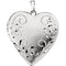 14k White Gold Brushed Satin Engraved Flowers 4 Picture Heart Locket Pendant