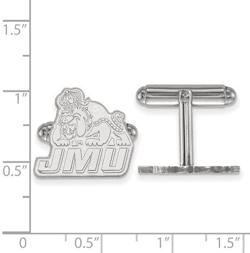 Rhodium-Plated Sterling Silver James Madison University, Cuff Links, 15X19MM