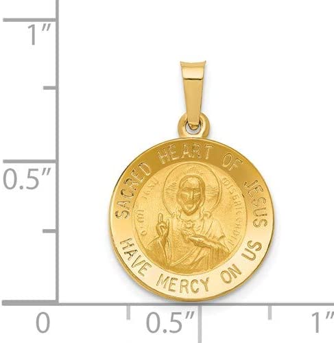 14k Yellow Gold Sacred Heart of Jesus Medal Pendant (18x15MM)