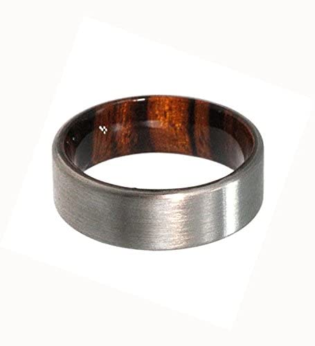 Ironwood Sleeve with Brushed Titanium Overlay 6mm Comfort Fit Band, Size 14.25