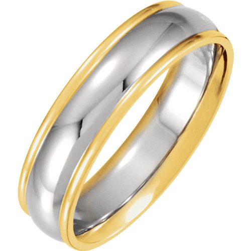 6mm 14k White and Yellow Gold Two-Tone Comfort-Fit Band Sizes 3.5 to 16