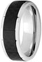 Men's Titanium, Black Carbon Fiber Inlay 8mm Comfort-Fit Grooved Band