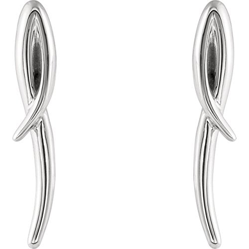 Freeform Drop Earrings, Rhodium-Plated 14k White Gold