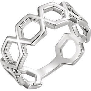 Platinum Geometric Hexagon Ring