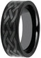 Men's Black Ceramic Celtic Knot 8mm Comfort-Fit Band, Size 10.25