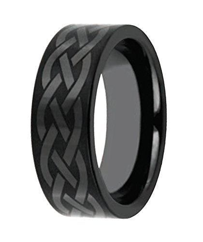 Men's Black Ceramic Celtic Knot 8mm Comfort-Fit Band