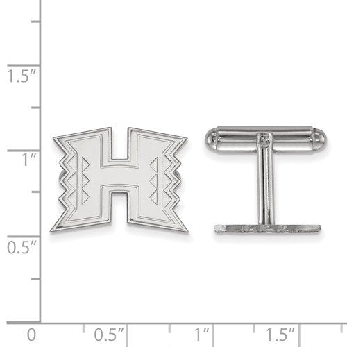 Rhodium-Plated Sterling Silver, The University of Hawai'i, Cuff Links, 9MMX11MM