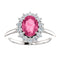 Pink Tourmaline and Diamond Halo 14k White OR Yellow Gold Ring, Size 7