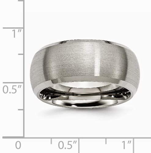 Satin-Brushed Titanium 10mm Beveled Edge Comfort-Fit Dome Band, Size 13