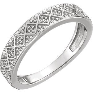 Beaded Design 4.4mm Stacking Band, Rhodium-Plated 14k White Gold