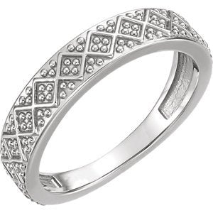 Beaded Design 4.4mm Stacking Band, Sterling Silver