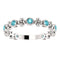 Genuine Blue Zircon Beaded Ring, Rhodium-Plated Sterling Silver