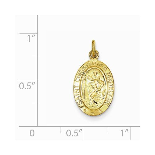 24k Gold-Plated Sterling Silver Saint Christopher Medal (20X10MM)