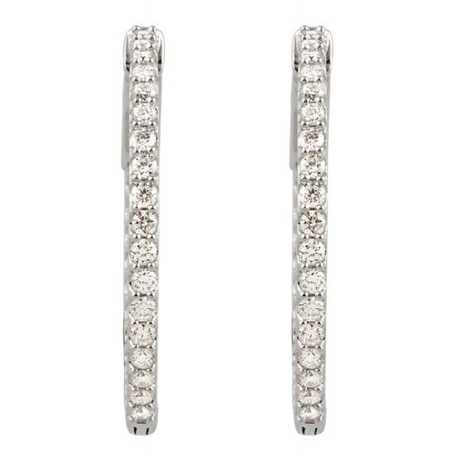 Platinum Hoop Earrings, Inside-Outside Diamond (1 Ctw, Color H+, Clarity SI)