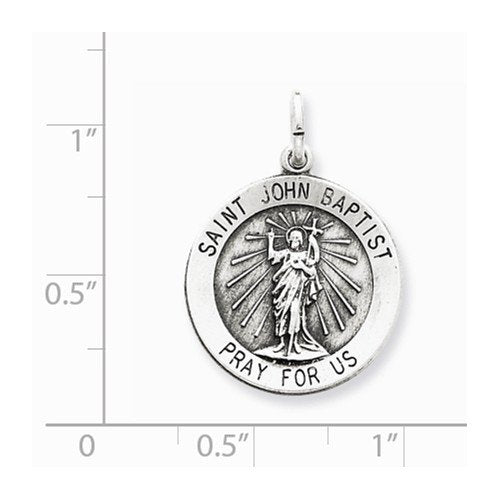 Sterling Silver Antiqued Saint John The Baptist Medal (25X20MM)
