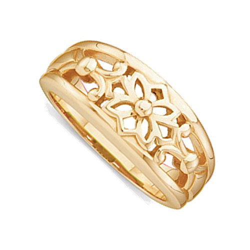 Lotus Flower Cut-Out 7.75mm Band, 14k Yellow Gold