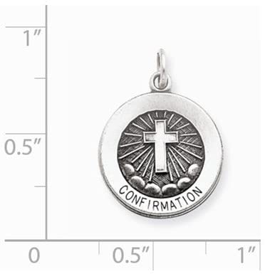 Sterling Silver Antiqued Confirmation Medal (17X15MM)