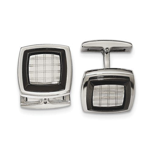 Stainless Steel Black IP-Plated Square Cuff Links