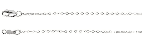 1.2mm 14k White Gold Cable Chain, 16"