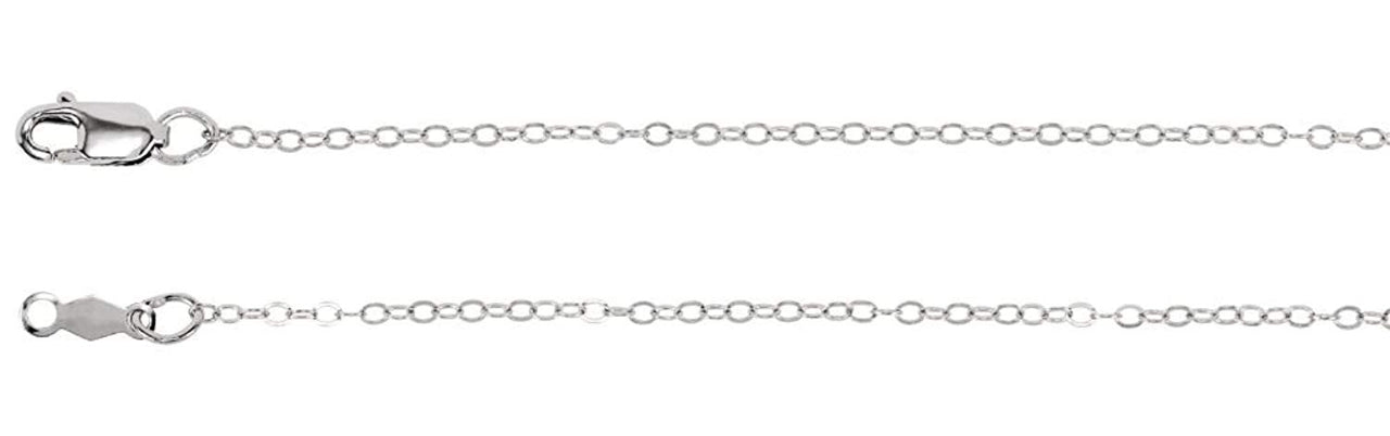 1.2mm 14k White Gold Cable Chain, 18"