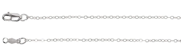 1.2mm 14k White Gold Cable Chain, 18"