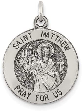 Sterling Silver Antiqued Saint Matthew Medal (20X15MM)