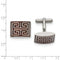 Stainless Steel Polished Wood Inlay Rectangle Cuff Links