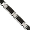 Men's Brushed Stainless Steel Black IP Textured Link Bracelet, 8"