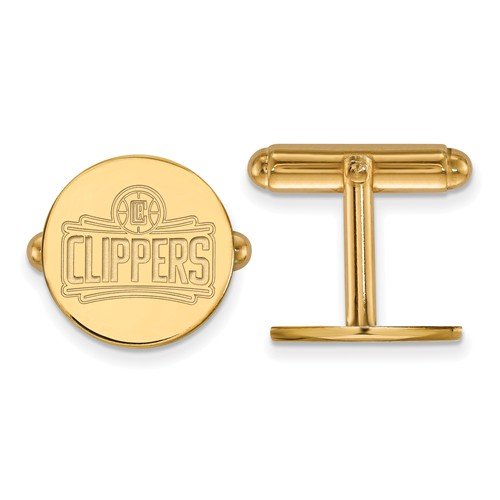 14k Yellow Gold NBA Los Angeles Clippers Round Cuff Links, 15MM