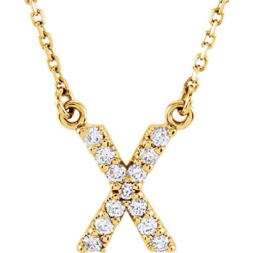 14k Yellow Gold Diamond Initial 'X' 1/8 Cttw Necklace, 16" (GH Color, I1 Clarity)