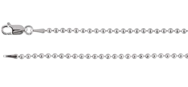 2mm 14k White Gold Bead Chain, 20"