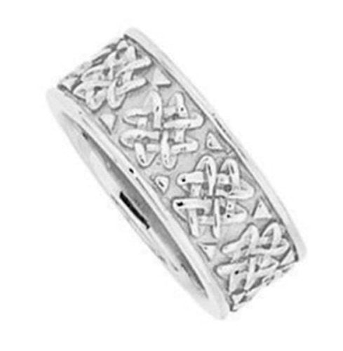 Eternity Celtic Knot Rhodium-Plated 14k White Gold Band 8.25mm