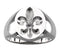 Men's Fleur de Lis Rhodium Plated 14k White Gold Signet Ring, 11 X 16mm