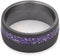 The Men's Jewelry Store (Unisex Jewelry) Purple Stardust Band with Meteorite and Yellow Gold 9mm Sandblasted Titanium Comfort-Fit Wedding Band, Size 11.25