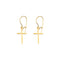 14k Yellow Gold Cross Dangle Earring