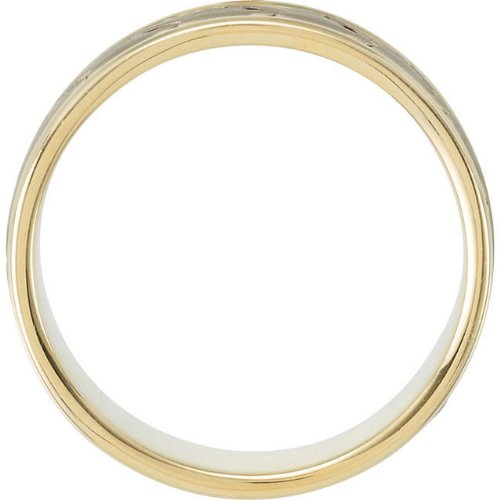 8mm 14k Yellow and White Gold Hand-Woven and Rope Trim Flat Comfort Fit Band, Size 5.5