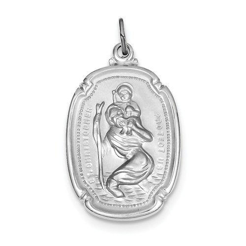 Rhodium-Plated Sterling Silver St. Christopher Medal (35X20MM)