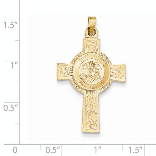 14k Yellow Gold St. Michael Medal Pendant (37X21MM)