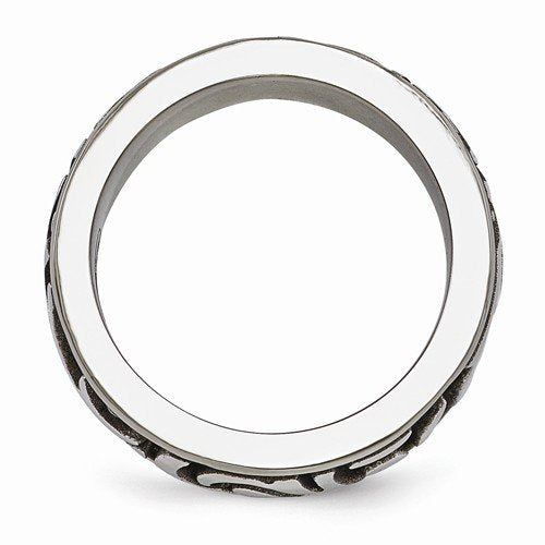 Pallas Collection Grey Titanium Casted Design 7mm Band