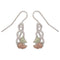 Fancy Scroll Inlaid Leaf Earrings, Sterling Silver, 12k Green and Rose Gold Black Hills Gold Motif