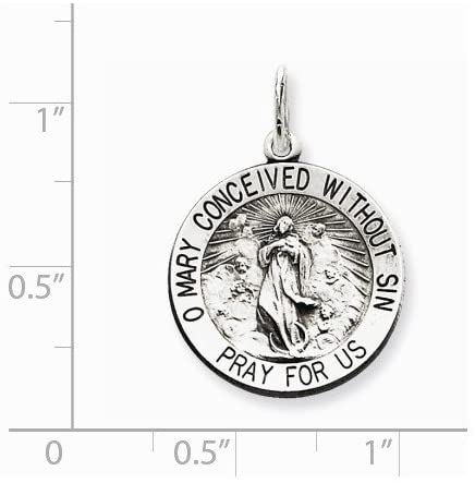 Sterling Silver Antiqued Blessed Mother Medal (25X19MM)