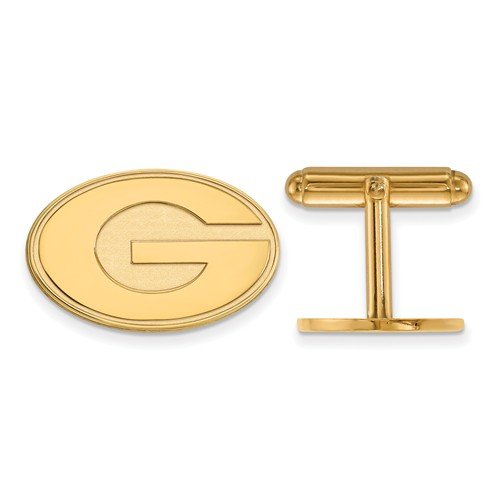 Gold-Plated Sterling Silver University Of Georgia Round Cuff Links, 15X24MM