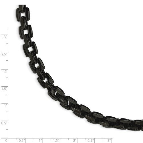 Men's Polished Stainless Steel 7mm Black IP-Plated Bracelet, 9"