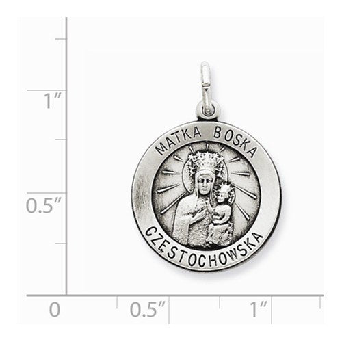 Sterling Silver Antiqued Matka Boska Medal (25X18MM)