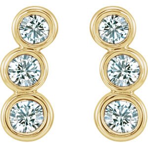 Diamond Three-Stone Ear Climbers, 14k Yellow Gold (.5 Ctw, G-H Color, I1 Clarity)