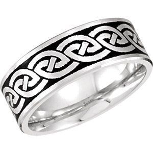 7mm 14k White Gold and Black Intertwined Together Band