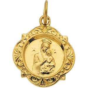 14k Yellow Gold Our Lady of Perpetual Help Medal (12.14x12.09 MM)