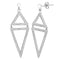 Open-Cut CZ Triangle Rhodium Plated Sterling Silver Dangle Earrings